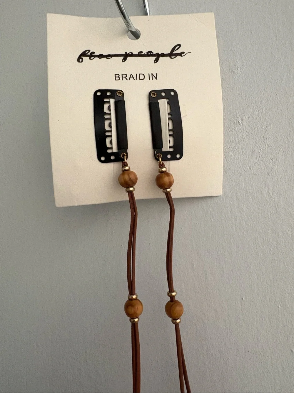 Free People Braid In Hair clips- brown beaded boho -New